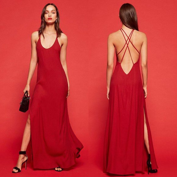 Reformation Dresses & Skirts - Reformation Red Miguel Side Slit Dress Size M